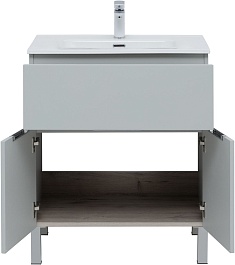 Aquanet Тумба с раковиной Алвита New 70 1 ящик 2 дверцы серая матовая – фотография-7